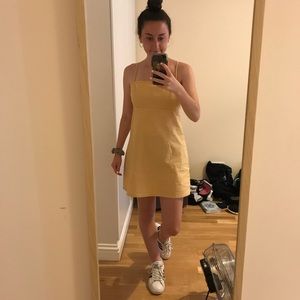 Yellow and white checkered dress from Garage